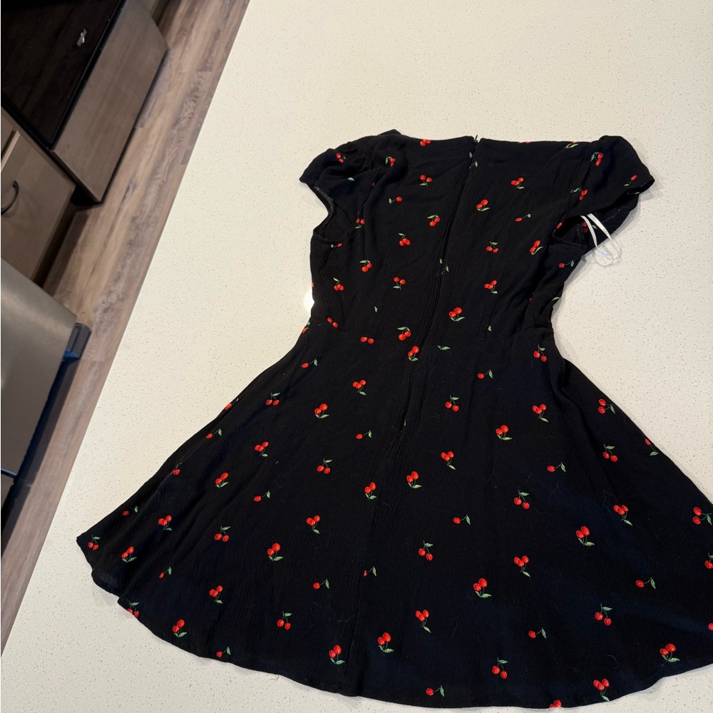 Lulu's Black Dress with Red Cherry Print